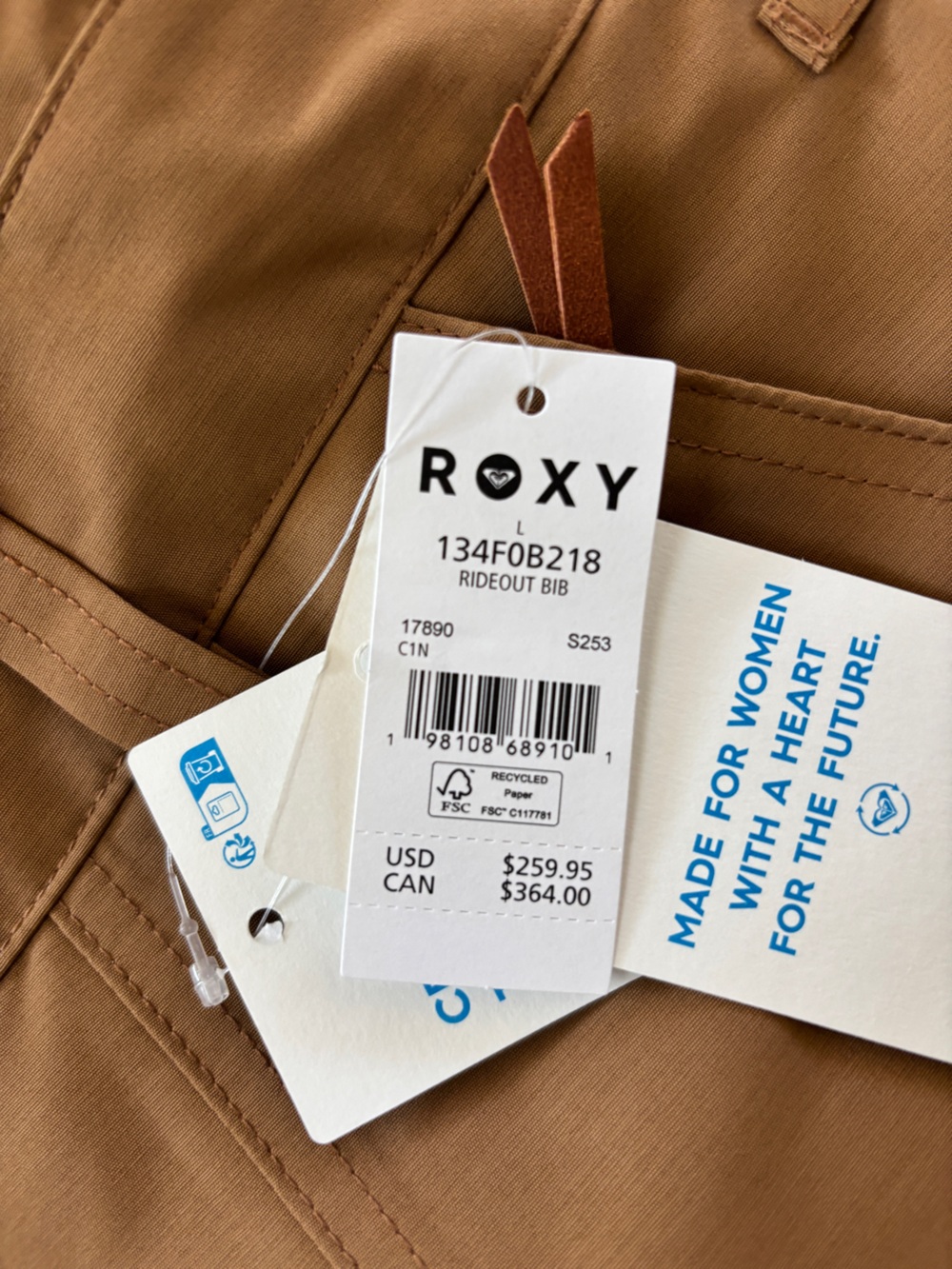Roxy Womens Slim Fit Rideout Snow Bib Overalls – 15K Waterproof, Insulated - Picture 2 of 12